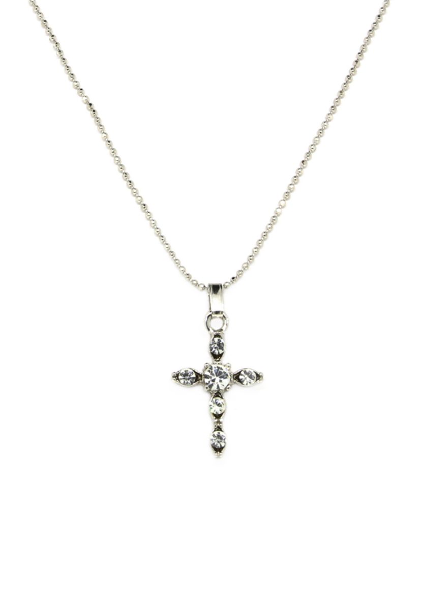 Silver Tone Cross Pendant Necklace