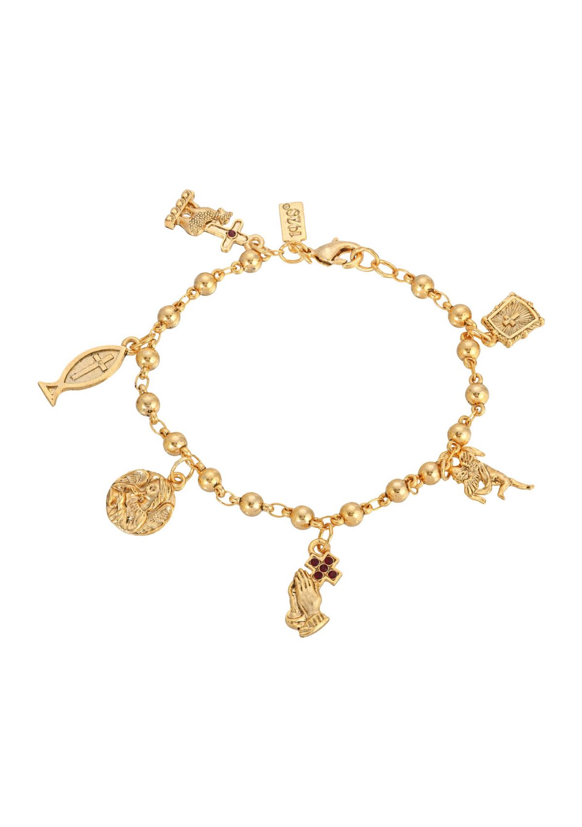 14K Gold-Dipped Religious Charm Bracelet