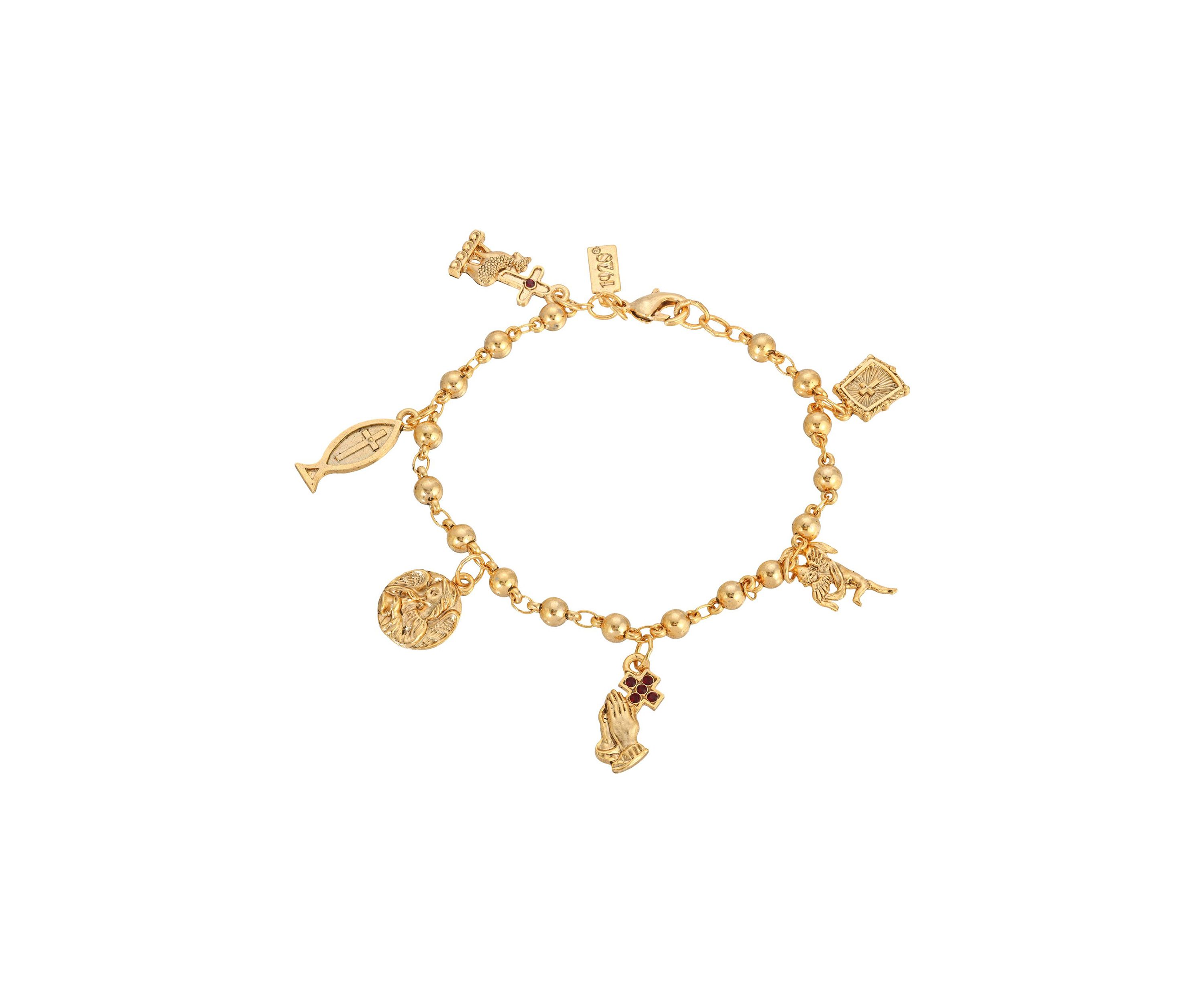 14K Gold-Dipped Religious Charm Bracelet