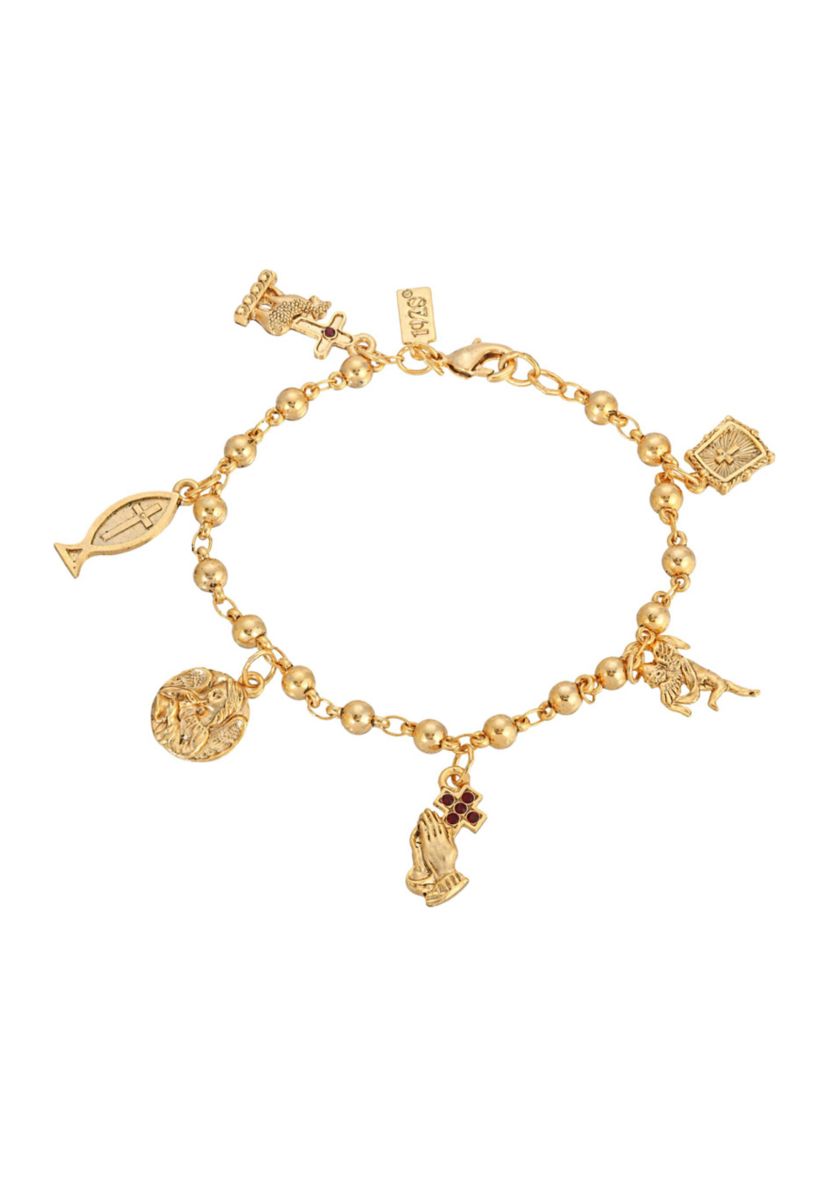 14K Gold-Dipped Religious Charm Bracelet
