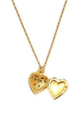 14k Gold Dipped Crystal Heart Cross Locket Necklace 