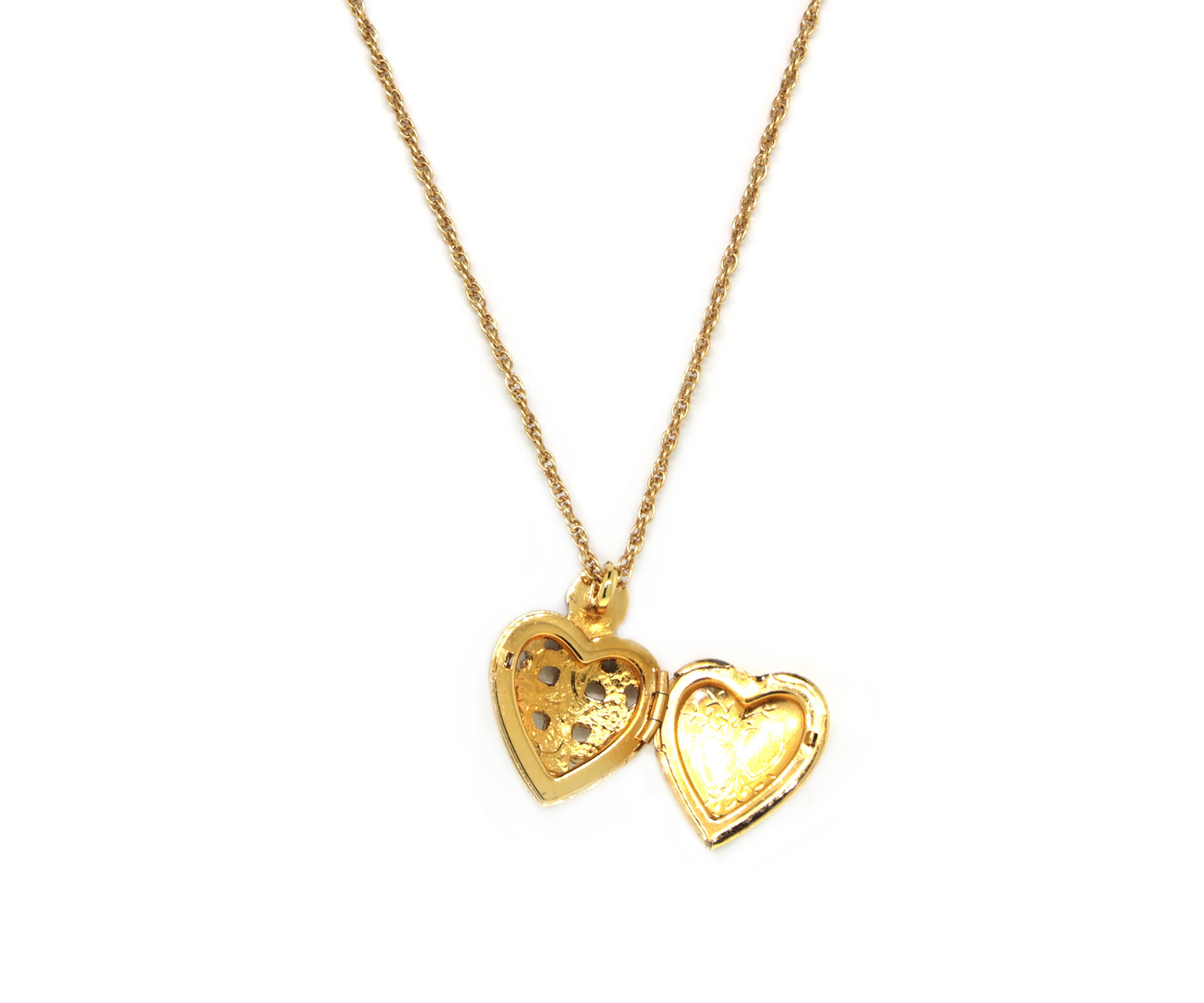 14k Gold Dipped Crystal Heart Cross Locket Necklace 