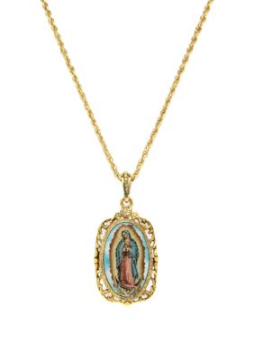 14K Gold-Dipped Enamel Lady Of Guadalupe Medallion Necklace 