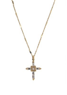 14K Gold Dipped Crystal Cross Pendant Necklace