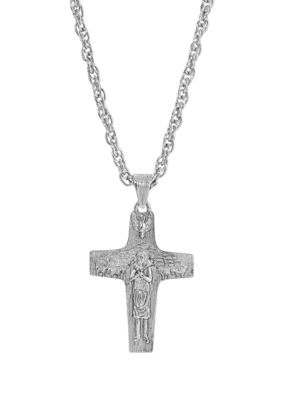 Silver-Tone Pope Francis Necklace - 26"