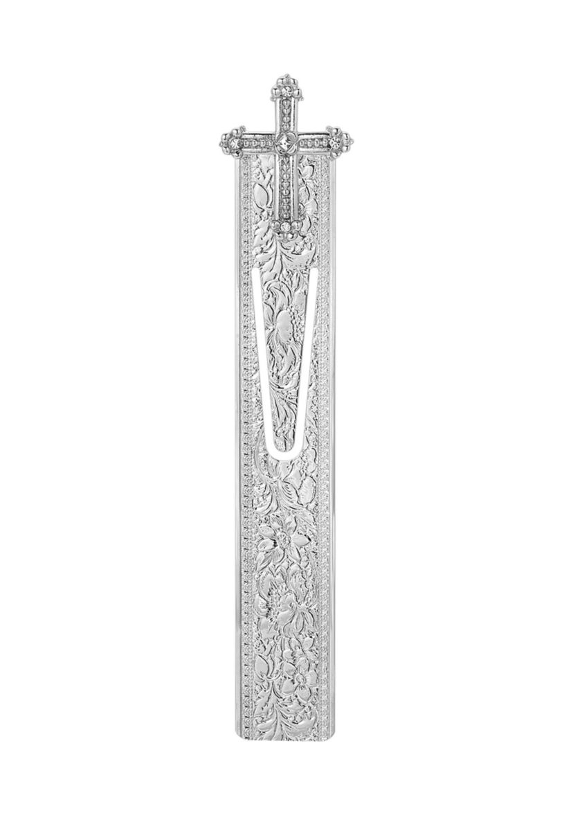 Silver-Tone and Crystal Cross Large Bookmark