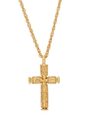 14K Gold-Dipped Cross Necklace - 16" Adj.