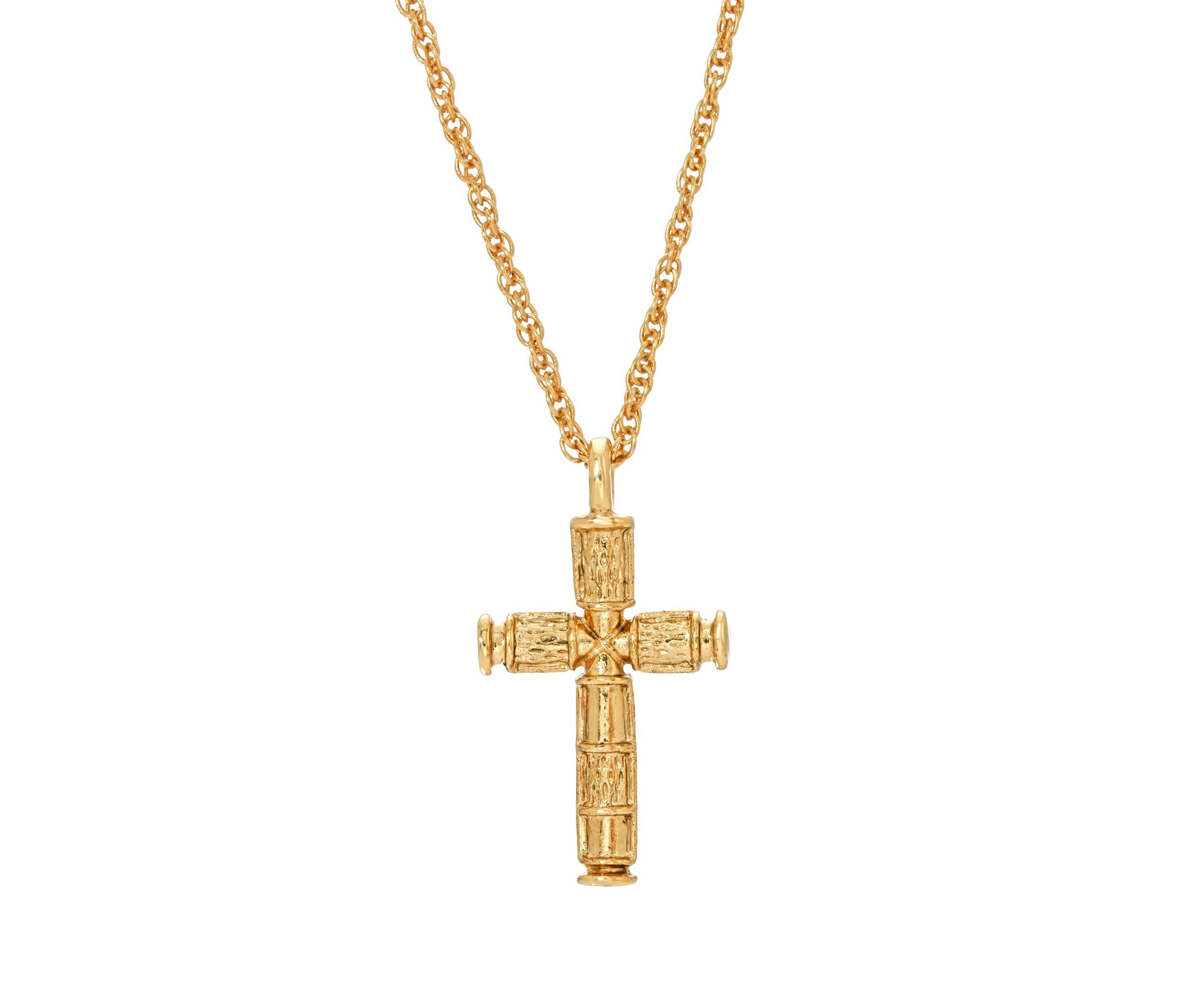 14K Gold-Dipped Cross Necklace - 16" Adj.