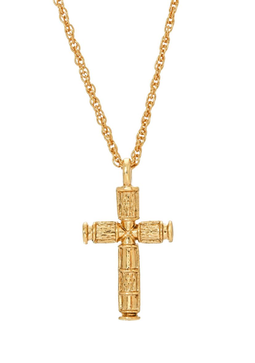 14K Gold-Dipped Cross Necklace - 16" Adj.