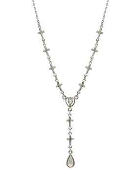 Silver-Tone Cross Chain Y-Necklace - 16" Adj.