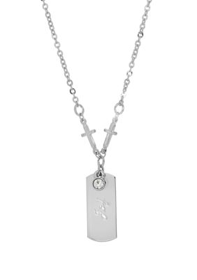 Silver-Tone Crystal Cross Chain "Joy" Necklace - 20"