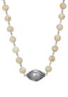 Silver Tone Hail Mary Beaded Prayer Genuine River Stone Necklace - 15" Adj.