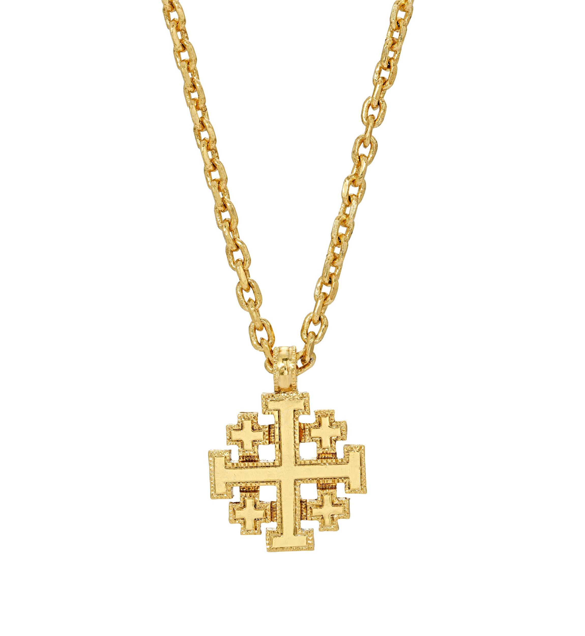14K Gold-Dipped Jerusalem Cross Pendant Necklace - 18"
