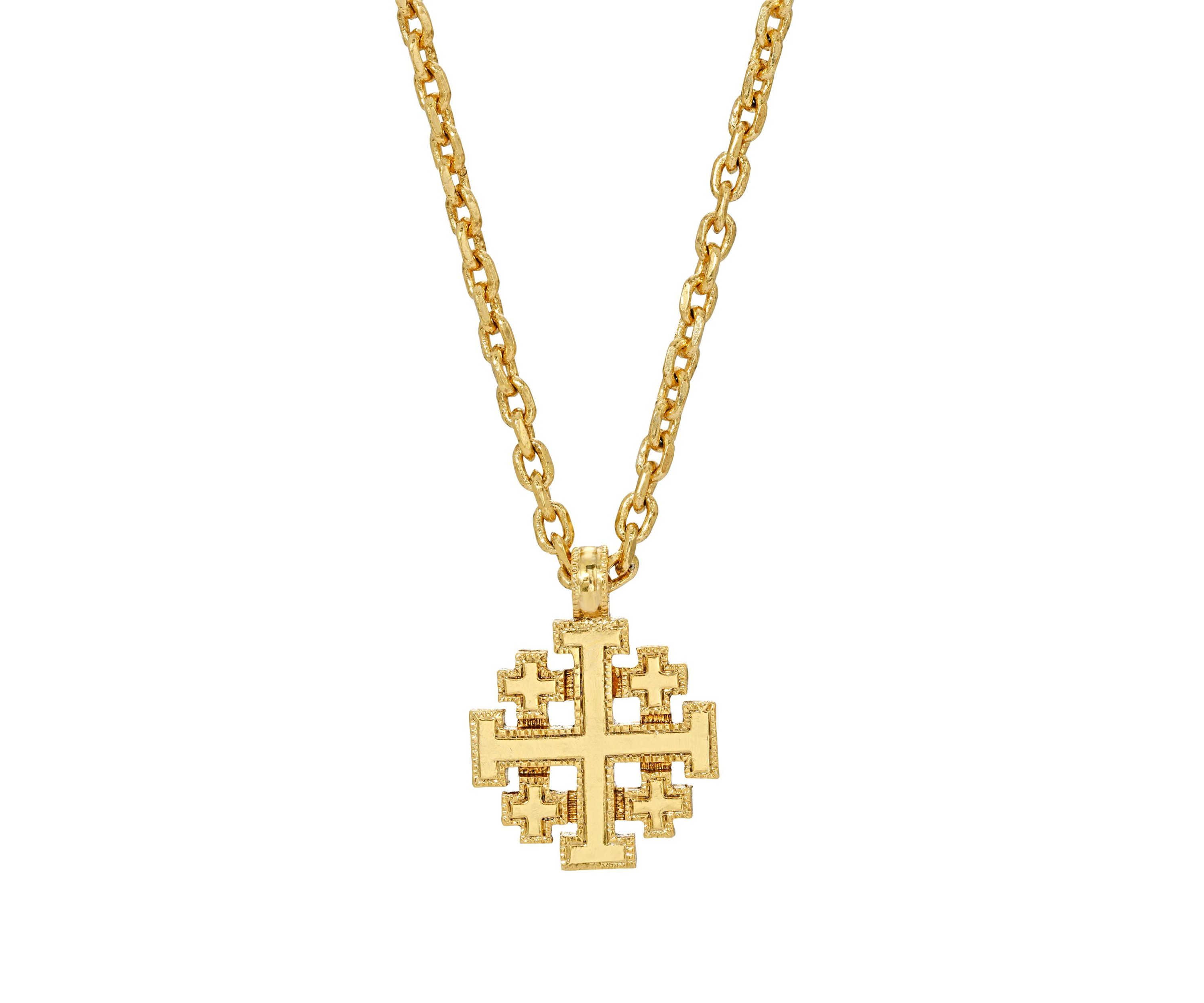 14K Gold-Dipped Jerusalem Cross Pendant Necklace - 18"