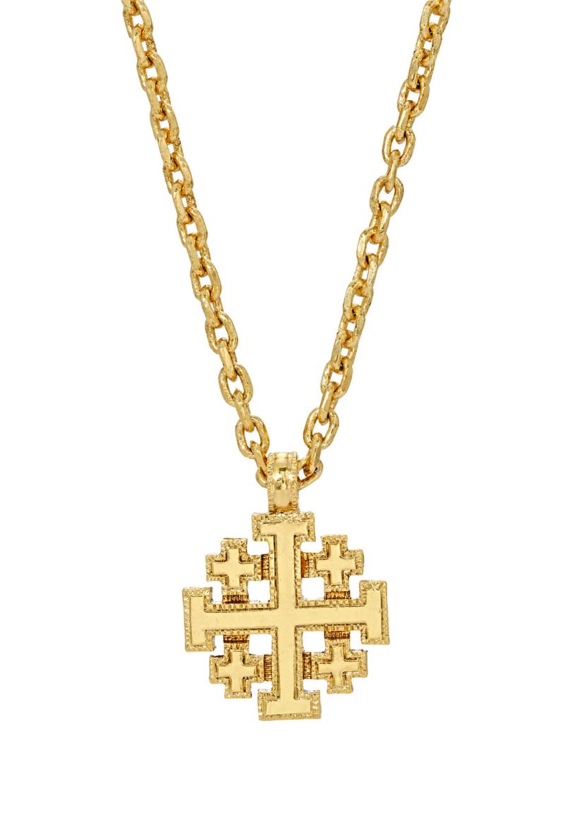 14K Gold-Dipped Jerusalem Cross Pendant Necklace - 18"