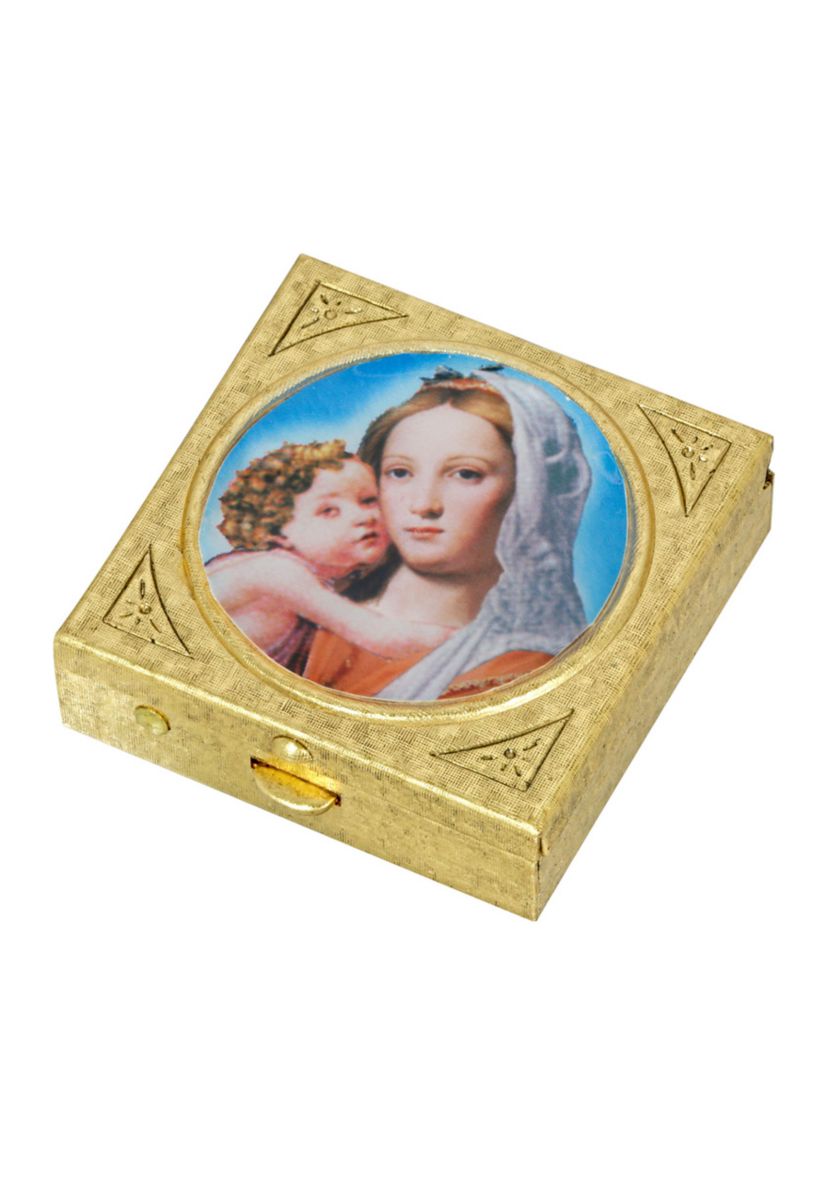 Gold Tone Square Mother and Child Pill Box
