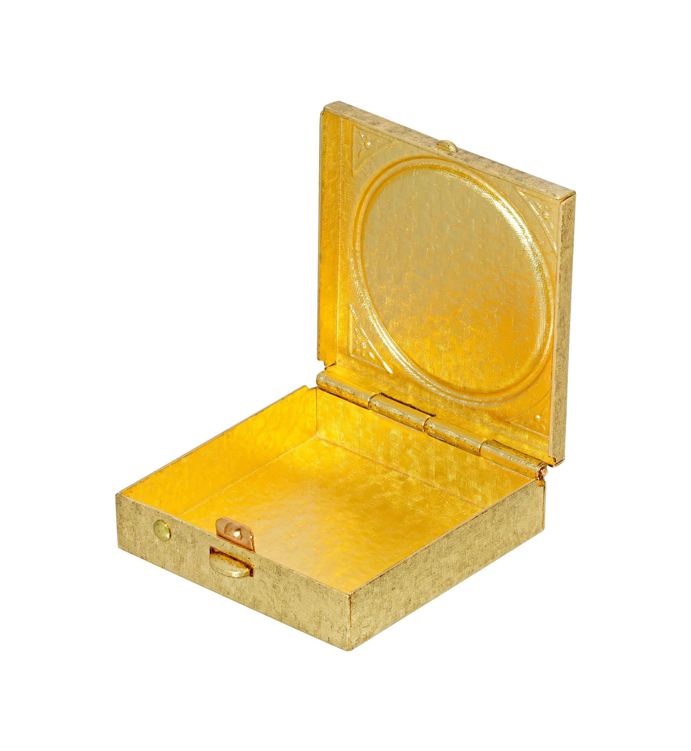 Gold Tone Square Mother and Child Pill Box