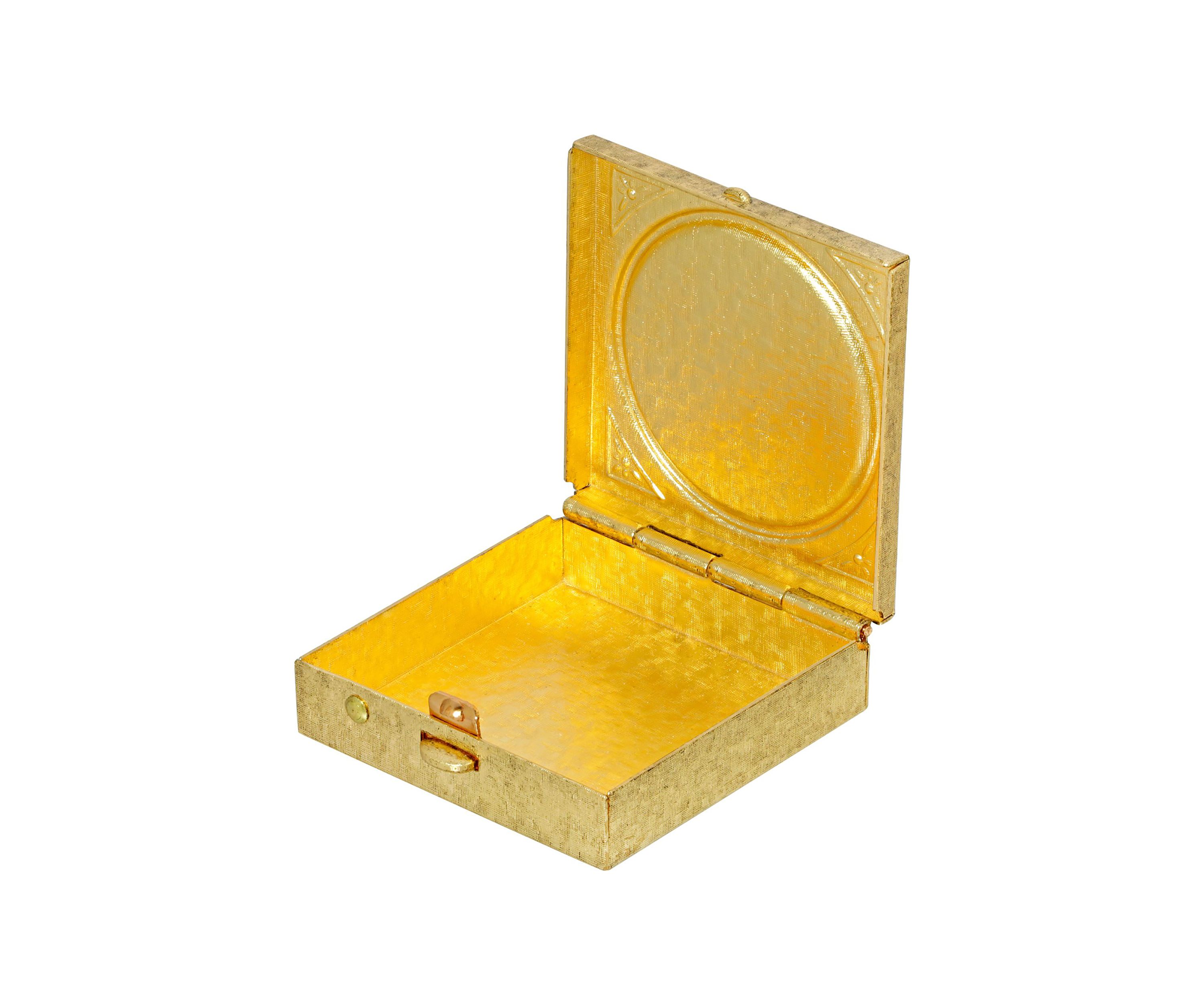 Gold Tone Square Mother and Child Pill Box