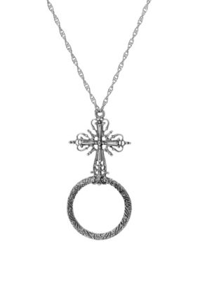 Symbols of Faith Cross Magnifying Glass Necklace 28"