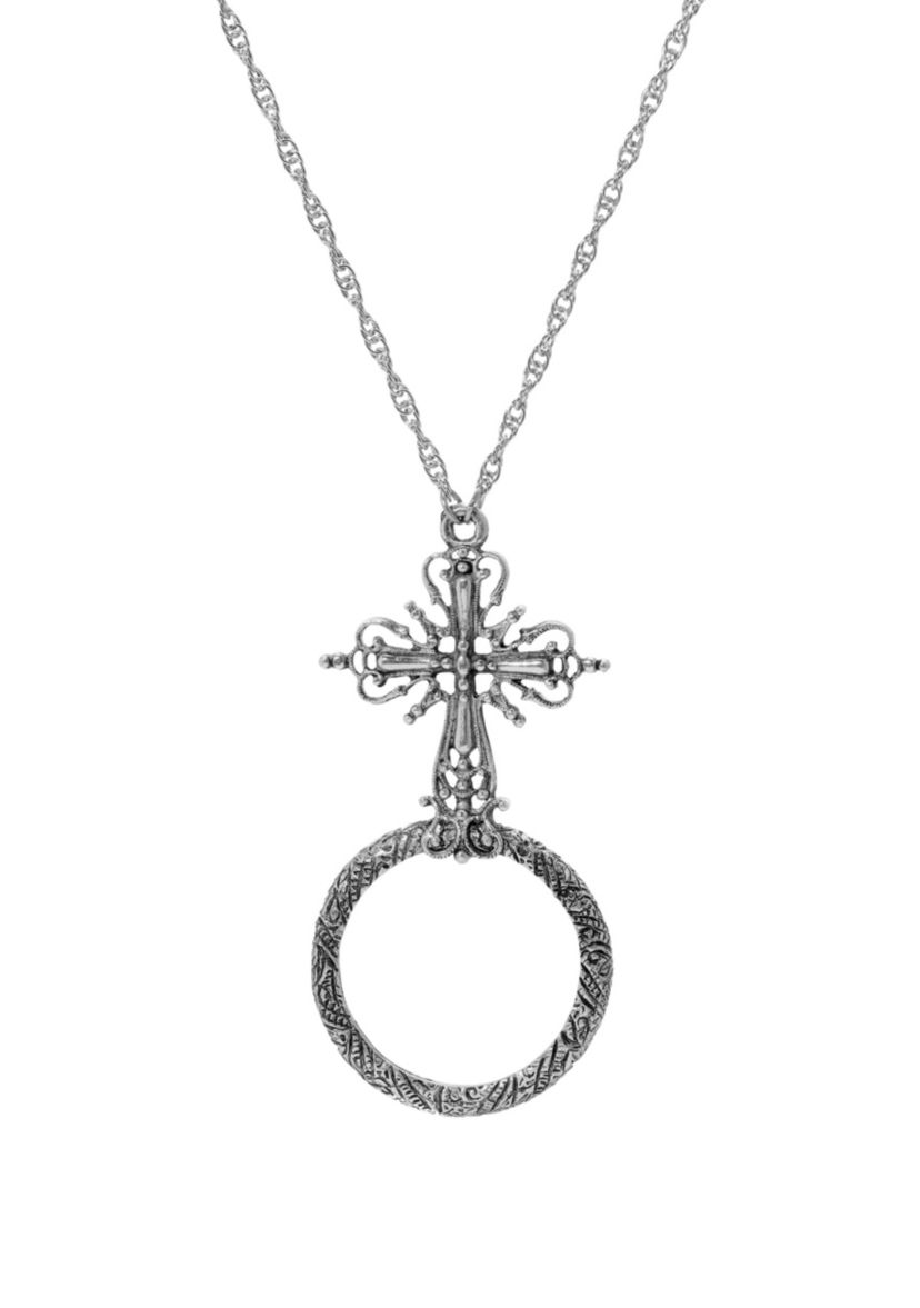 Cross Magnifying Glass Necklace 28"