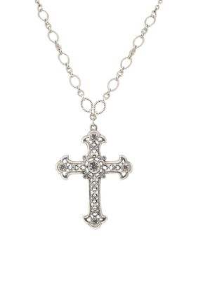 Symbols of Faith Crystal Large Cross Necklace, 28 in