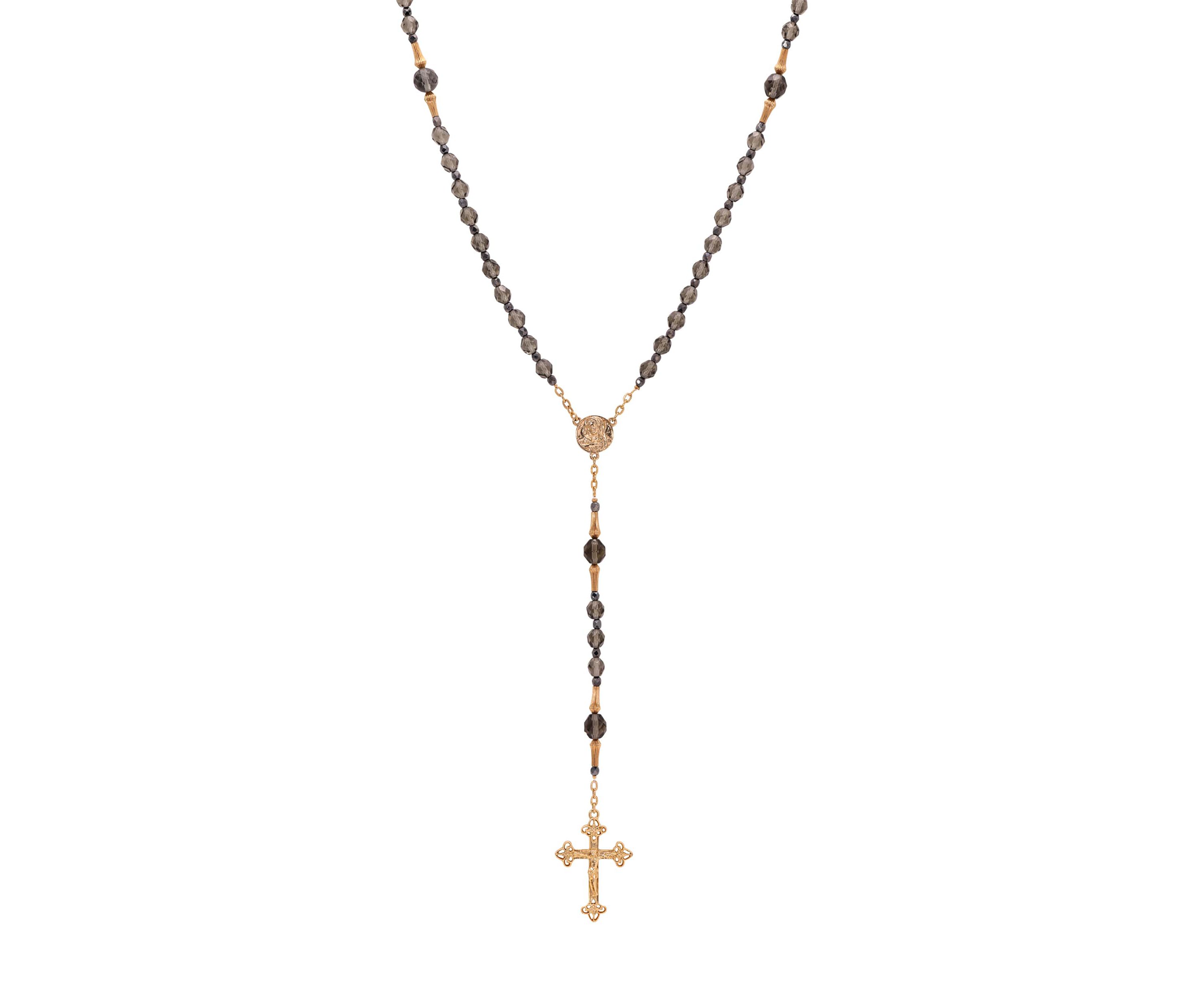 Black Diamond Bead Mary Crucifix Rosary