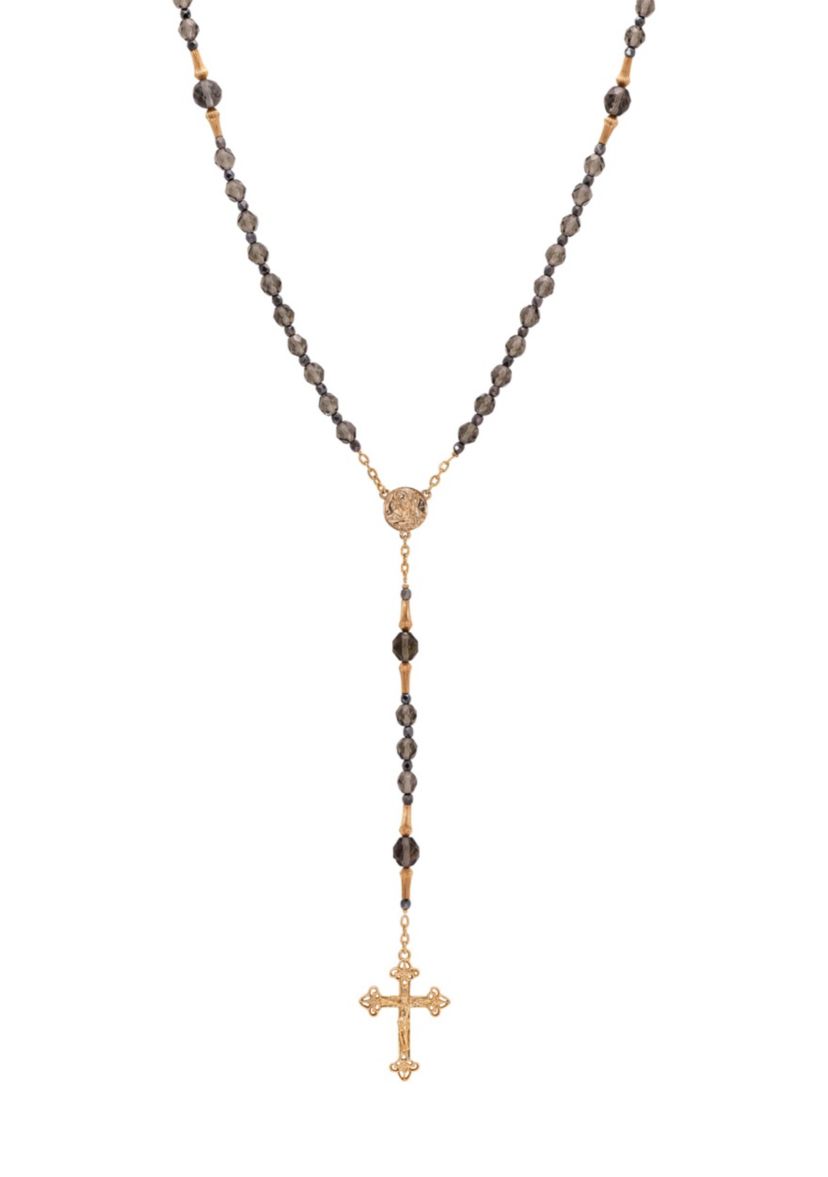 Black Diamond Bead Mary Crucifix Rosary