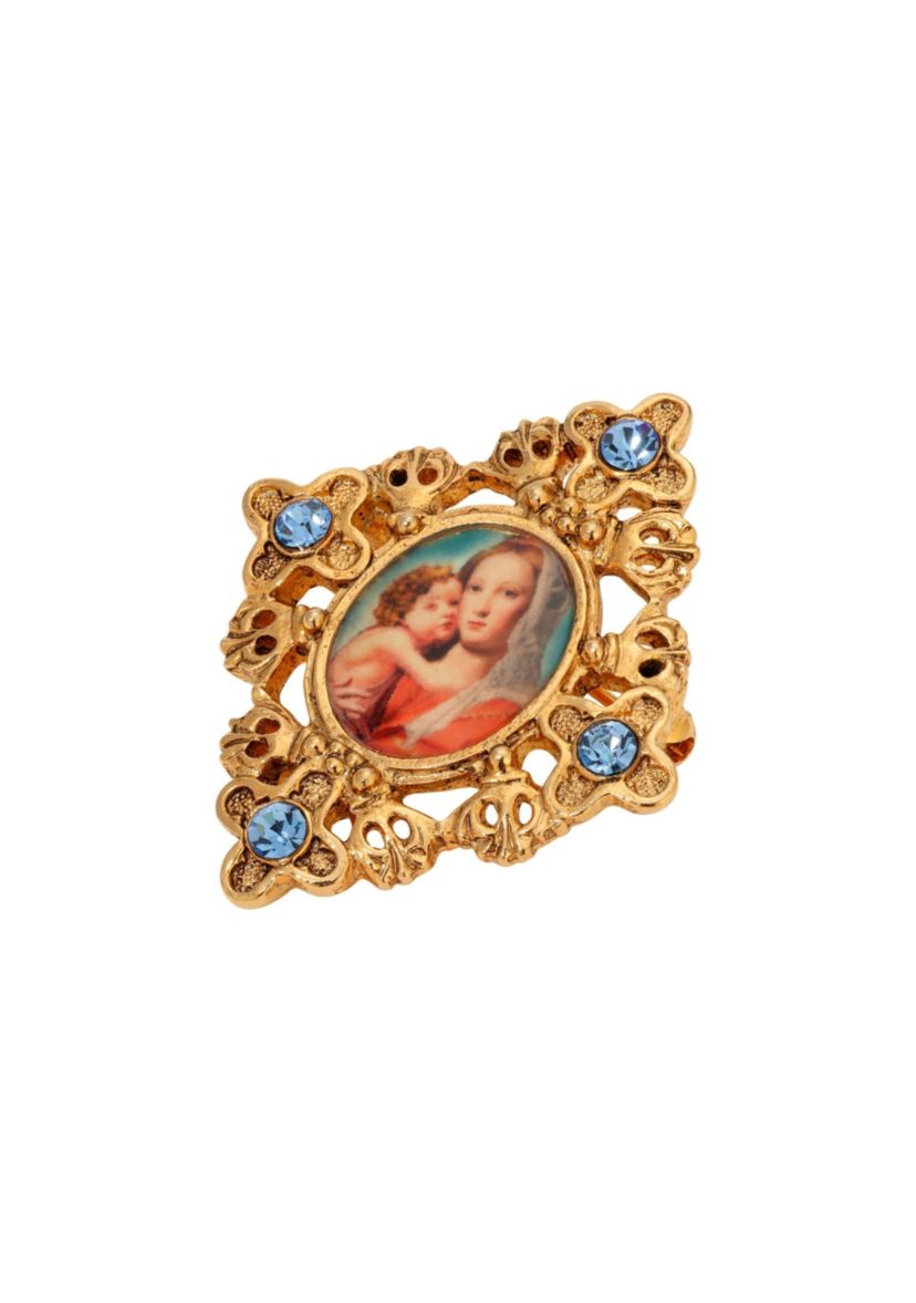 Gold Tone Mary & Child Decal Pin