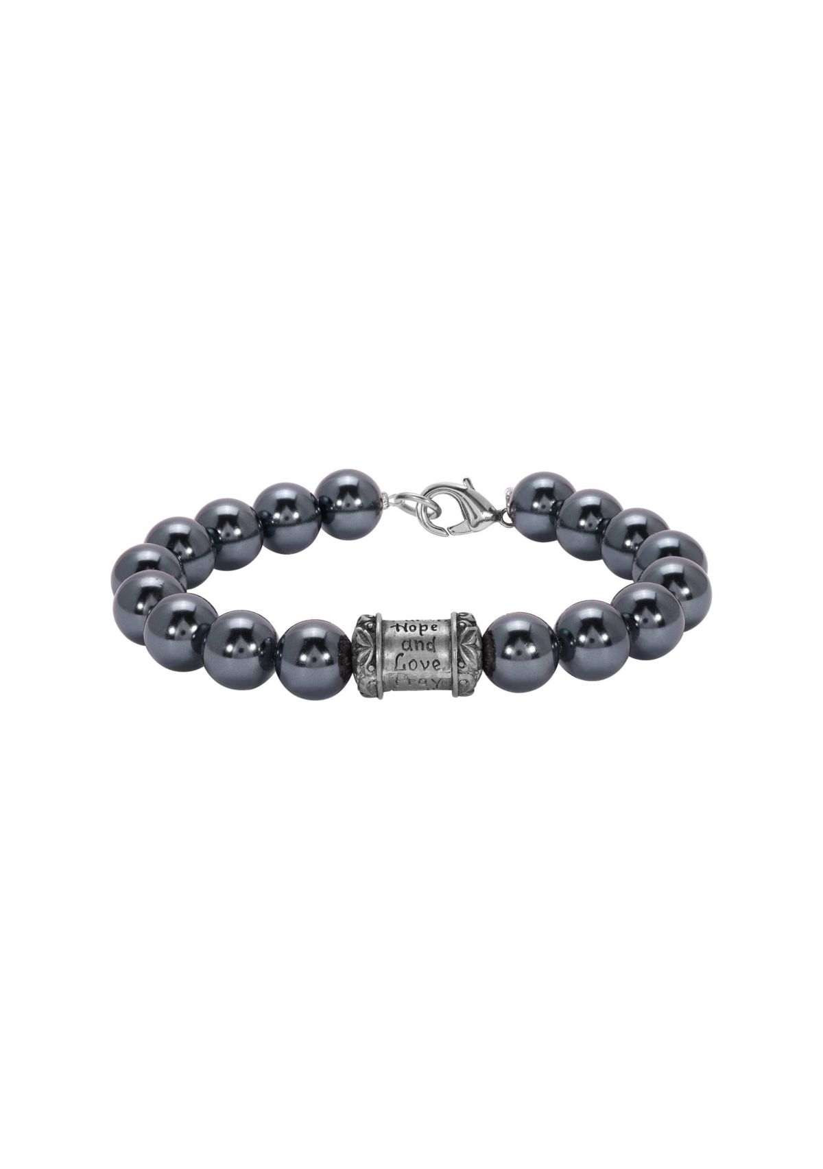 Glass Black Pearl & Prayer Bead Bracelet