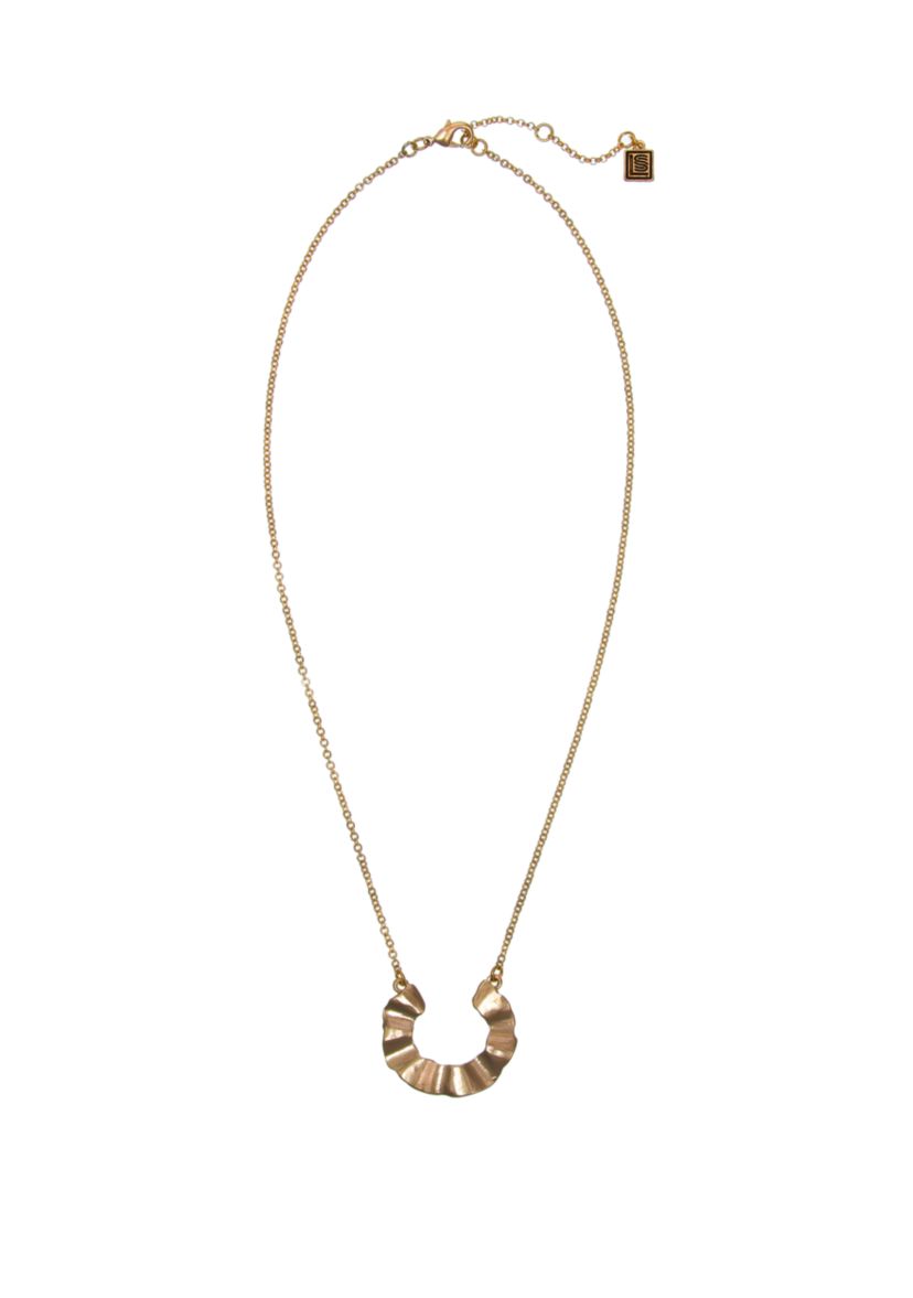 Gold-Tone Chain Necklace with Ruffle Pendant