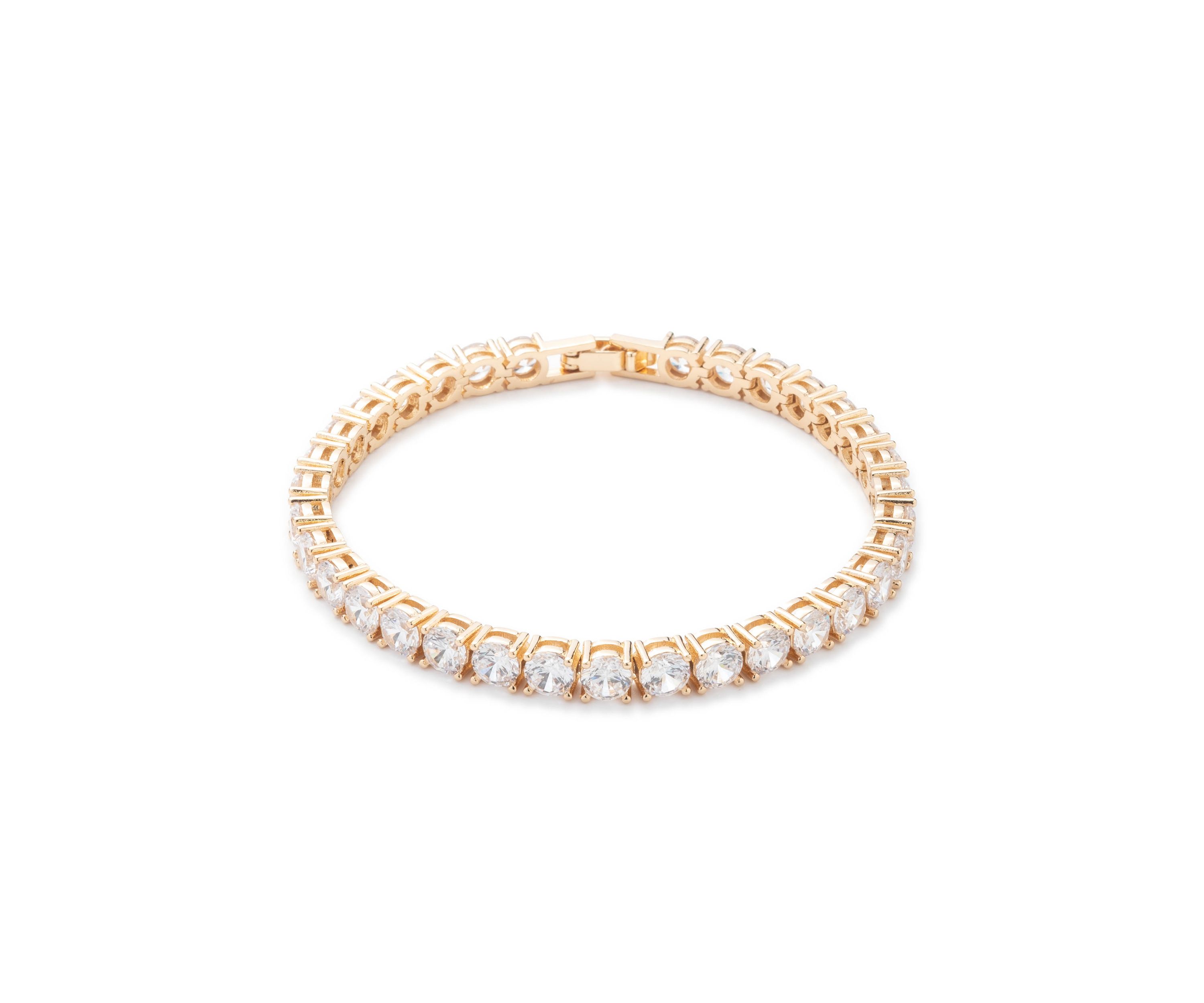 Gold Tone Crystal Stone Flex Bracelet