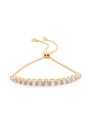Gold Tone Crystal Tennis Slider Bracelet