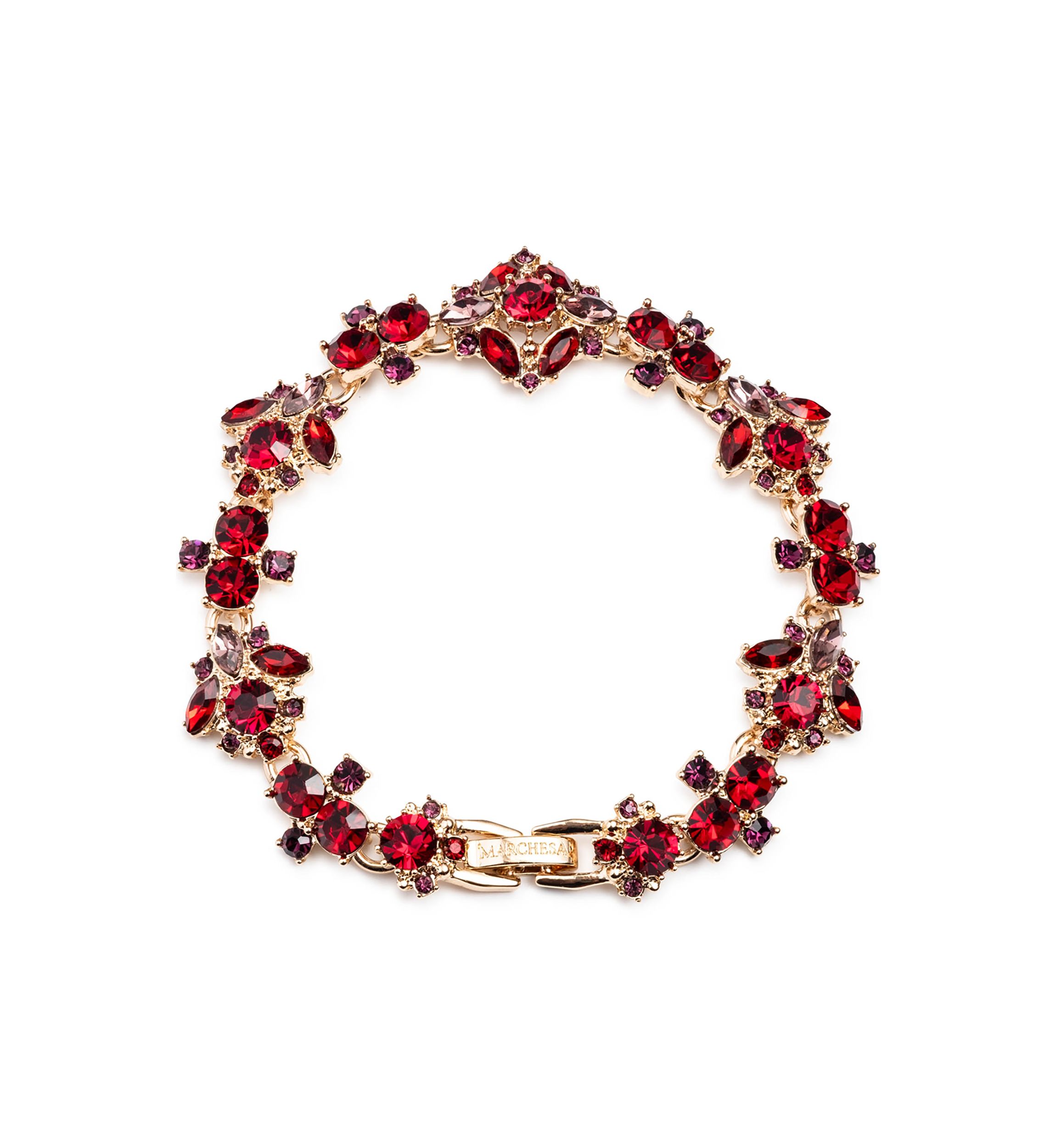 Gold Tone Multi Cluster Flex Bracelet