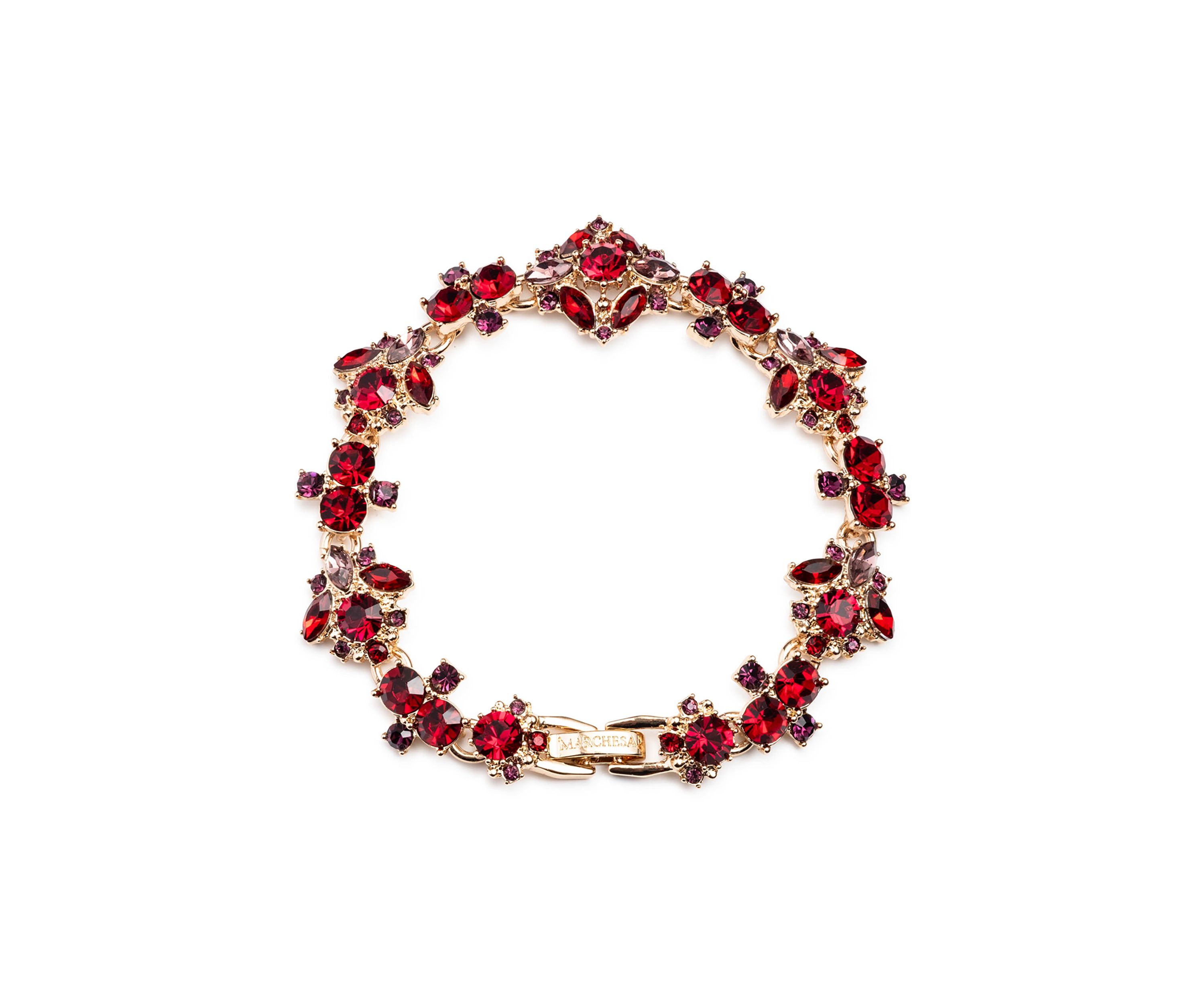 Gold Tone Multi Cluster Flex Bracelet