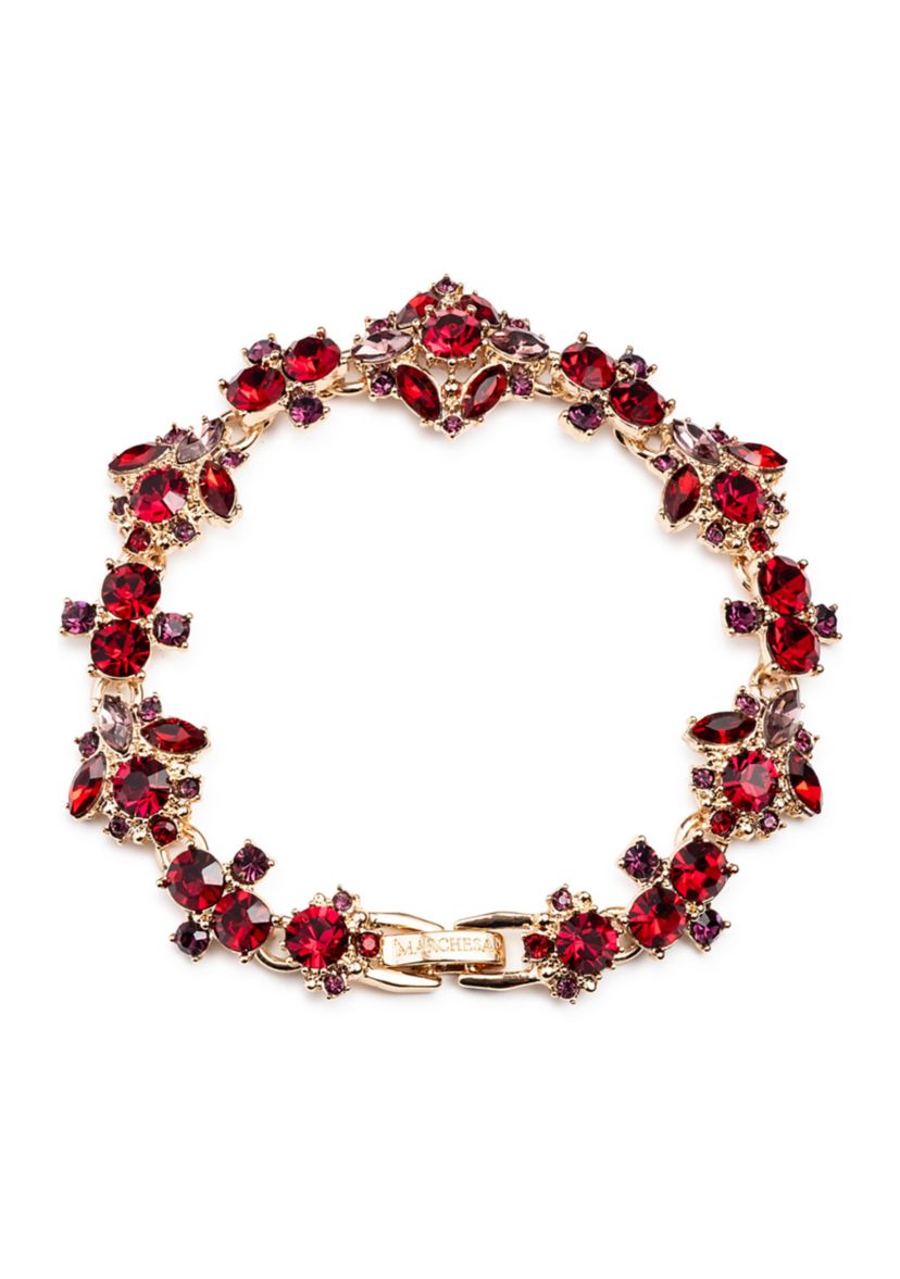 Gold Tone Multi Cluster Flex Bracelet