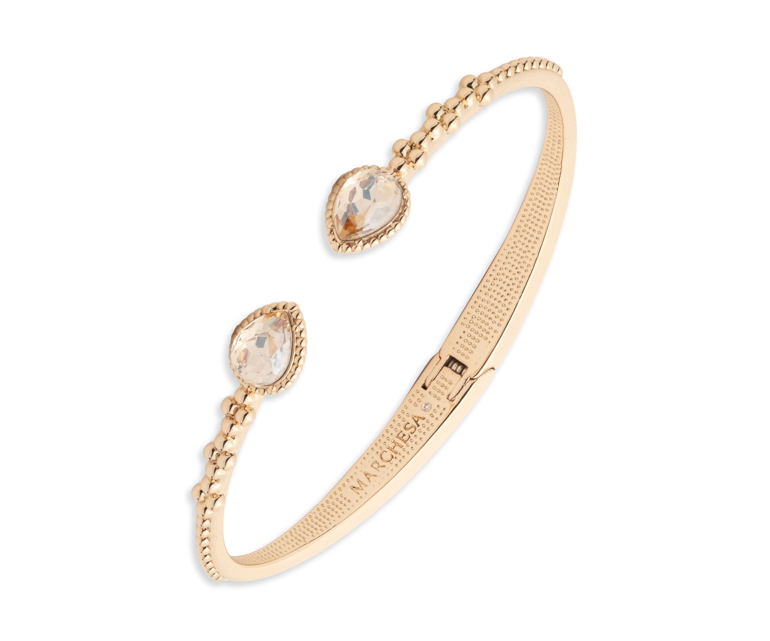 Gold Tone Open Cuff Cluster Bracelet