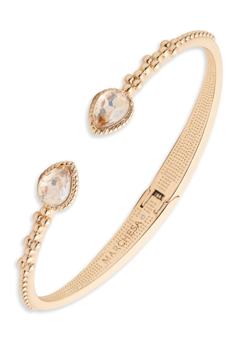 Gold Tone Open Cuff Cluster Bracelet