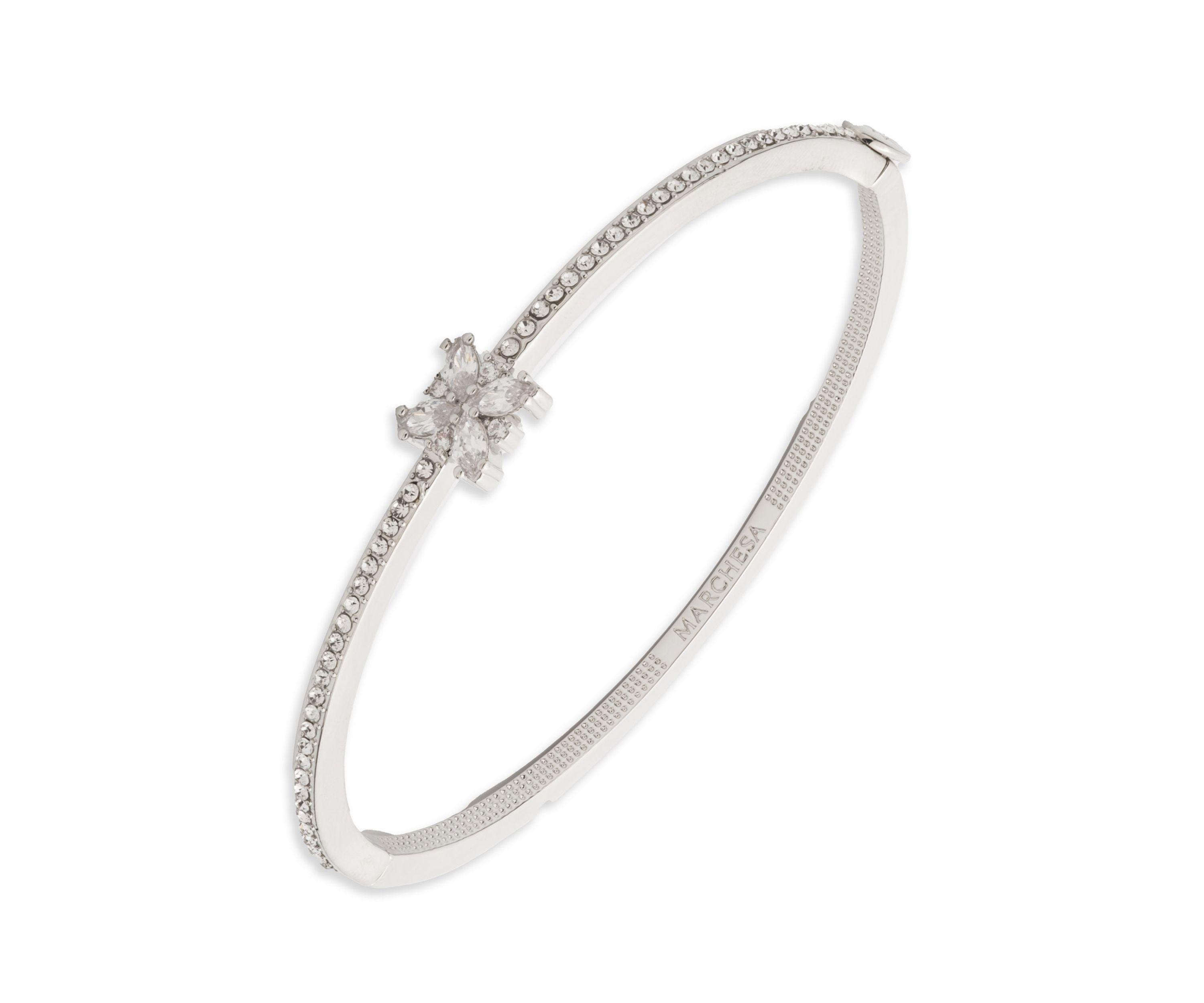 Silver Tone Crystal Bangle Bracelet