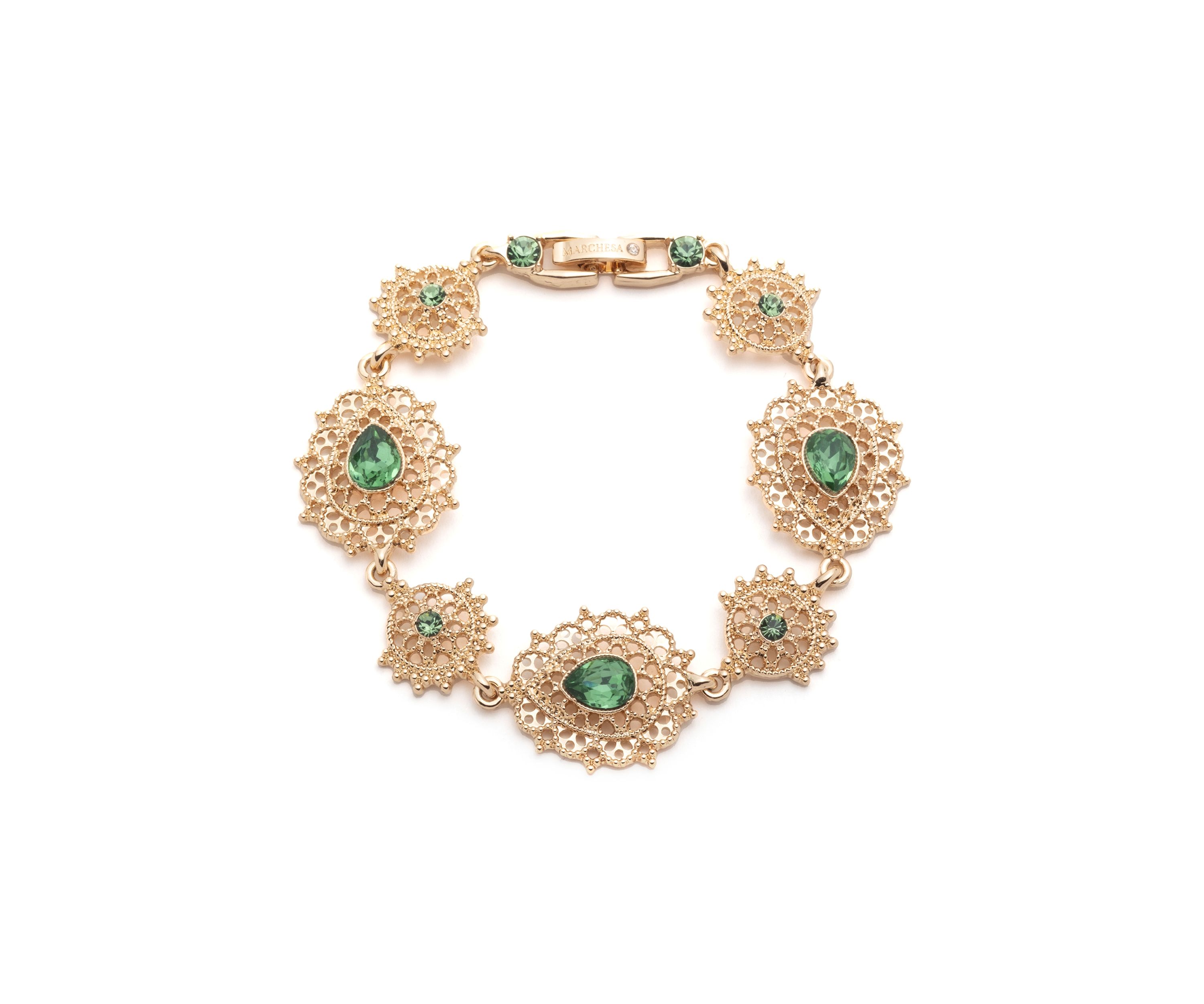 Gold Green Filagree Flex Bracelet
