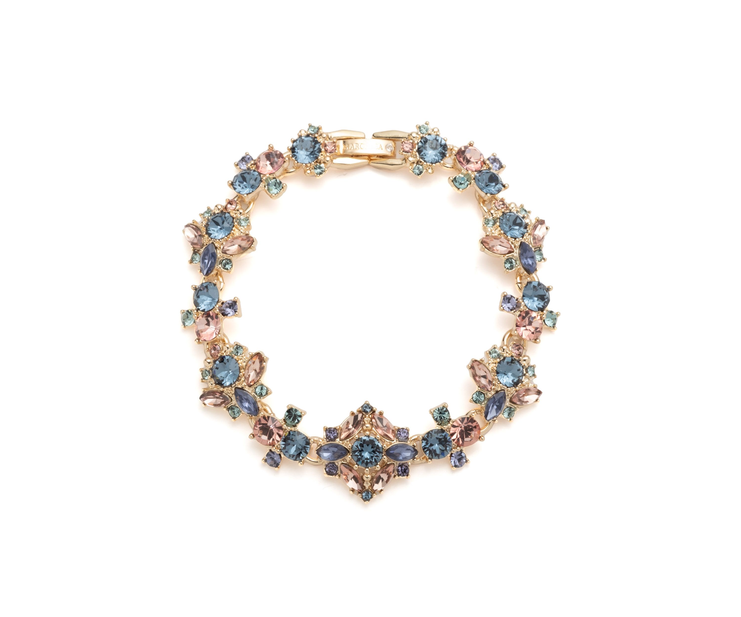 Gold Tone Blue Crystal Flex Bracelet