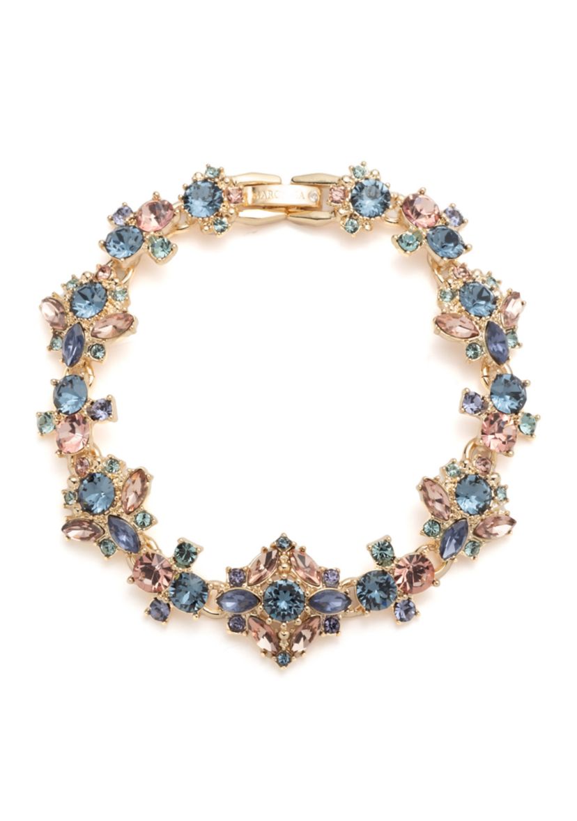 Gold Tone Blue Crystal Flex Bracelet
