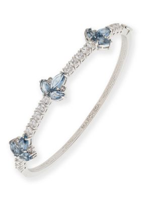 Marchesa Rhodium Cubic Zirconia Bangle Bracelet, Blue