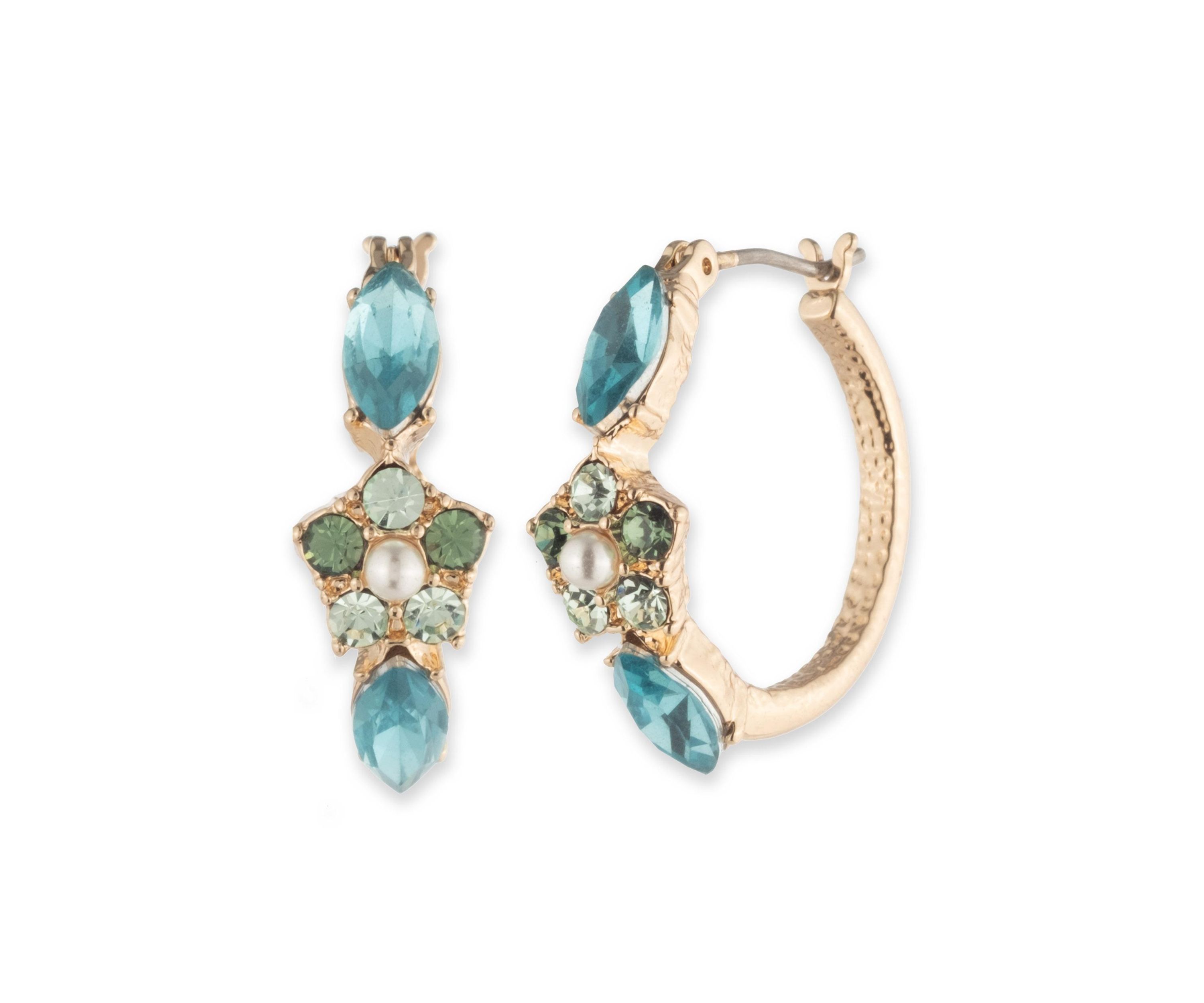 Gold Tone Blue 20 Millimeter Hoop Earrings