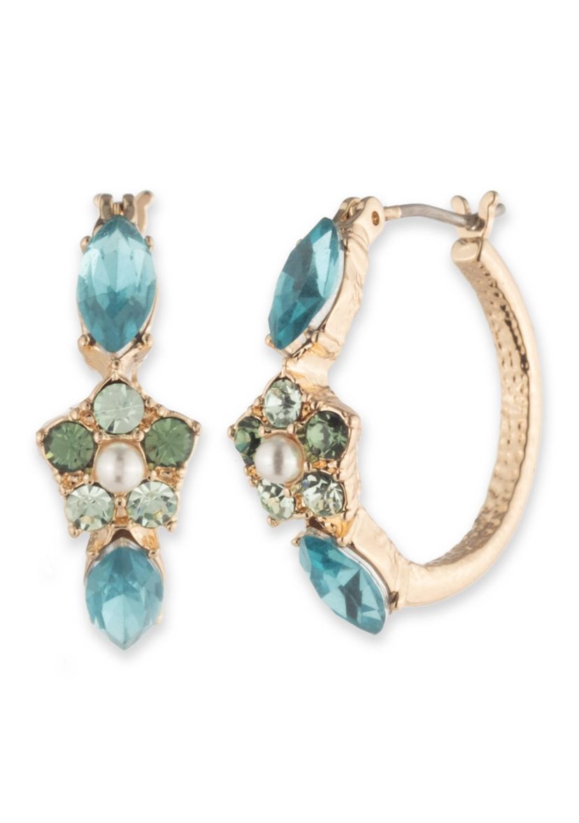 Gold Tone Blue 20 Millimeter Hoop Earrings