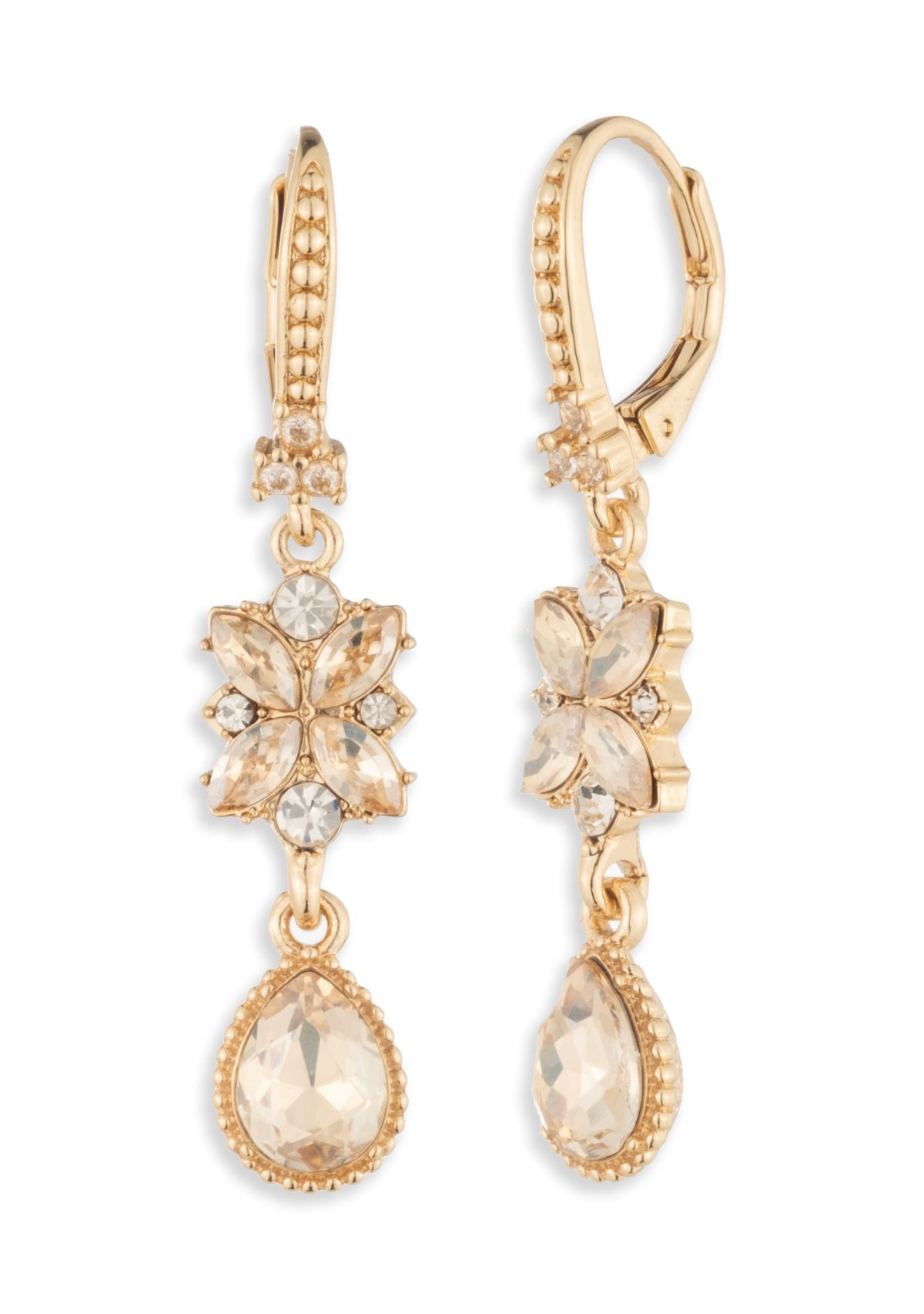 Gold Tone Double Drop Earrings