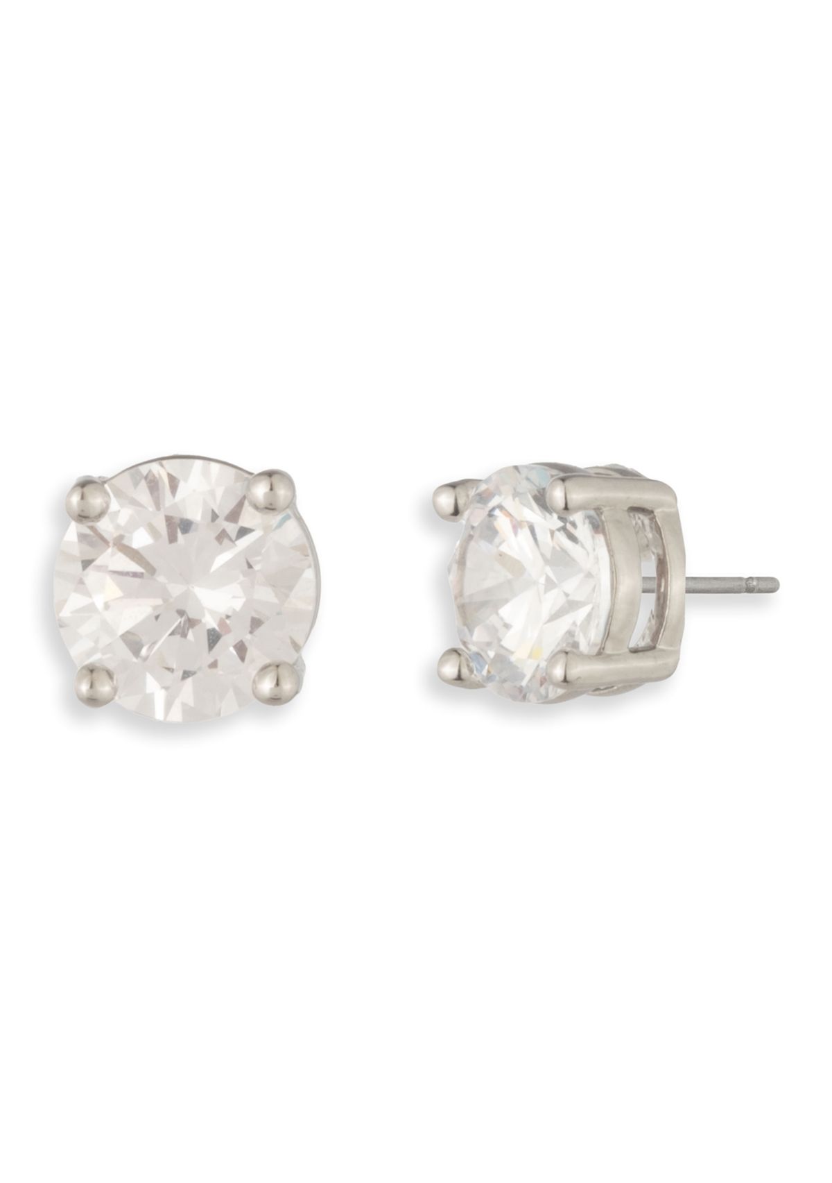 Silver Tone Crystal 6mm Stud Earrings