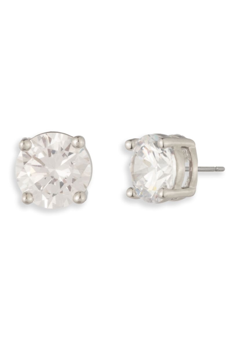 Silver Tone Crystal 6mm Stud Earrings
