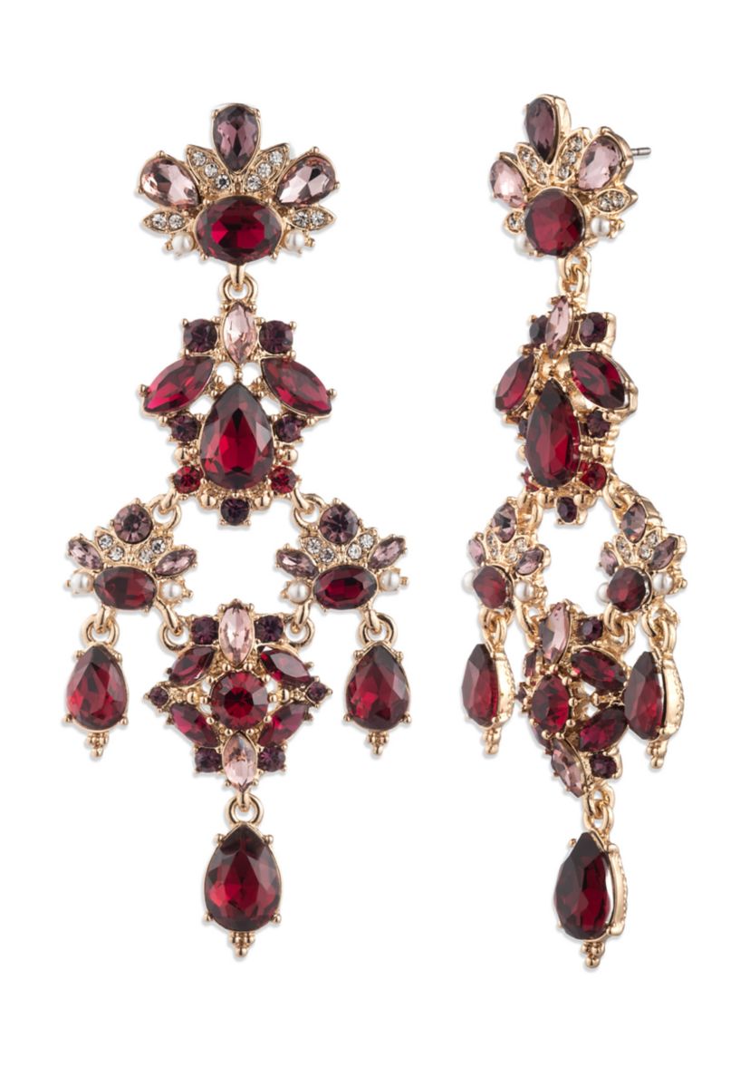 Red Crystal Chandelier Earrings