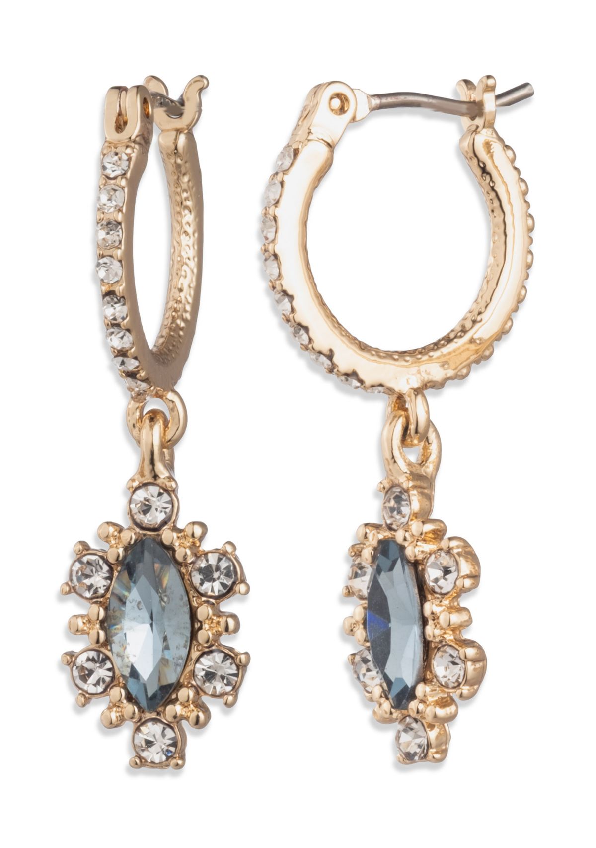 Denim Pear Drop Huggie Earrings