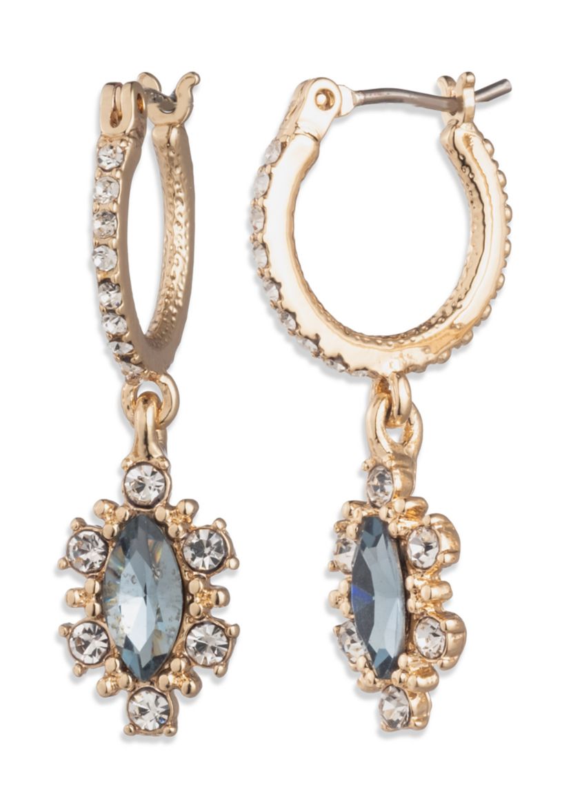 Denim Pear Drop Huggie Earrings